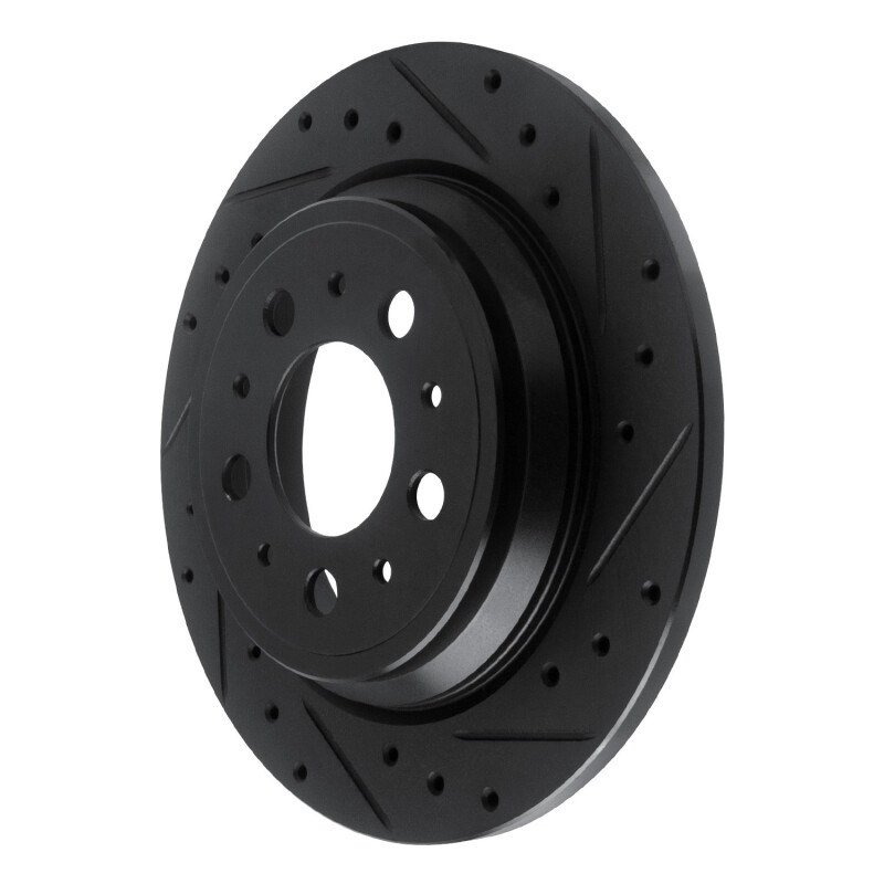 Volvo V70 Brake Rotor (1) - Rear Right - R1 Concepts - Drilled & Slotted - Black - `99-`00